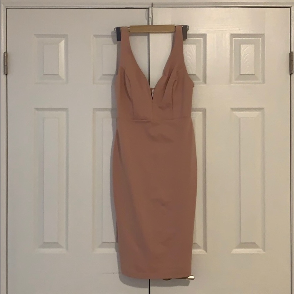 Knee length rose fitted dress